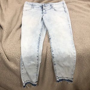 Acid wash high rise sculpting skinny jeans